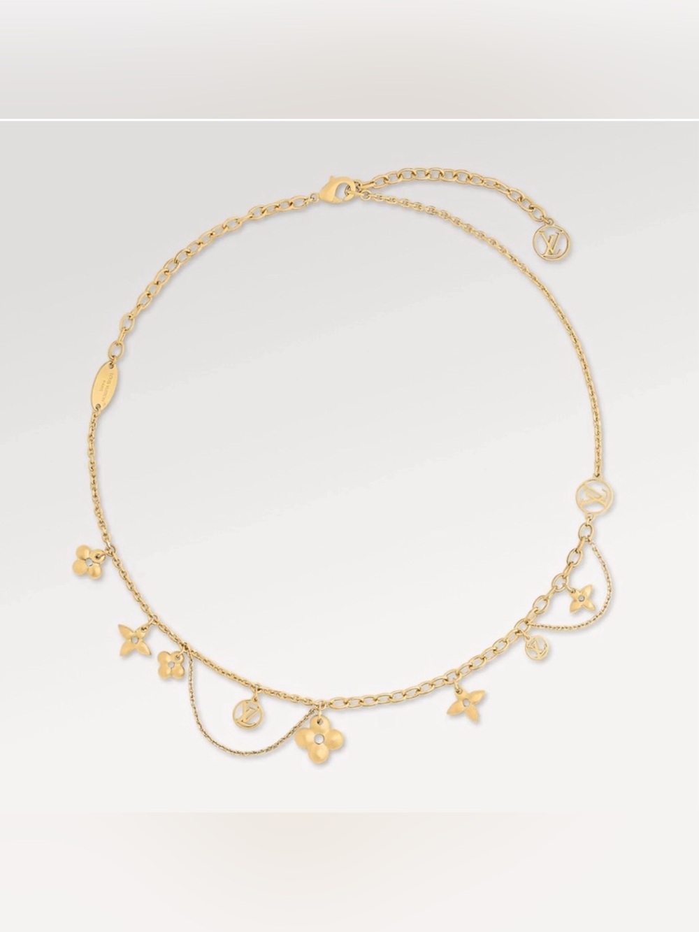 Louis Vuitton Gold Charm Necklace with Vintage Aesthetic